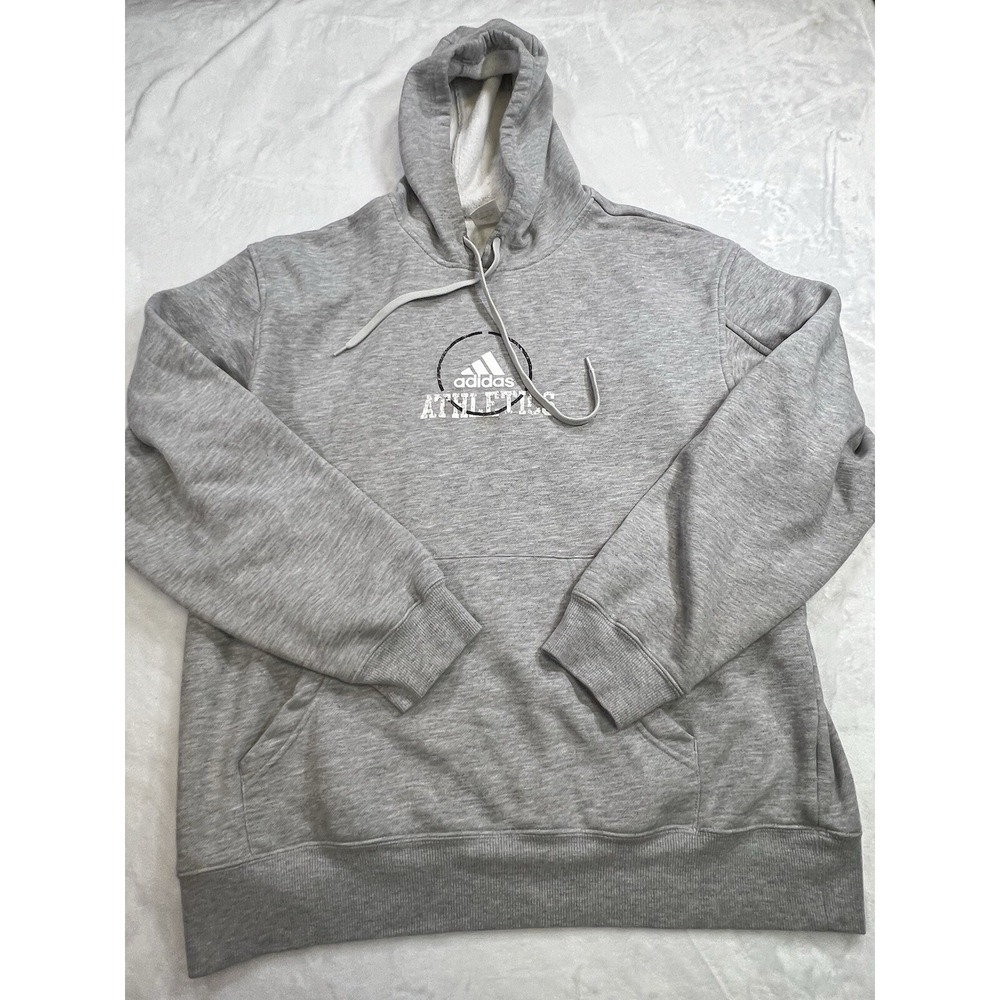 adidas Hoodie Men XL Gray Sweatshirt Vintage Y2K Center Athletics Logo Pullover